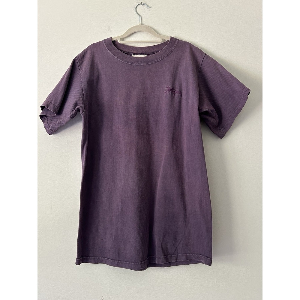Vintage 90s Jimmy'Z Pigment Dyed Purple Tshirt Men's M Surf Embroidered Script